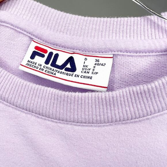 FILA French Terry Pocket Sweatshirt Crew Neck Relaxed Fit Orchid Bloom Size S - Picture 7 of 12